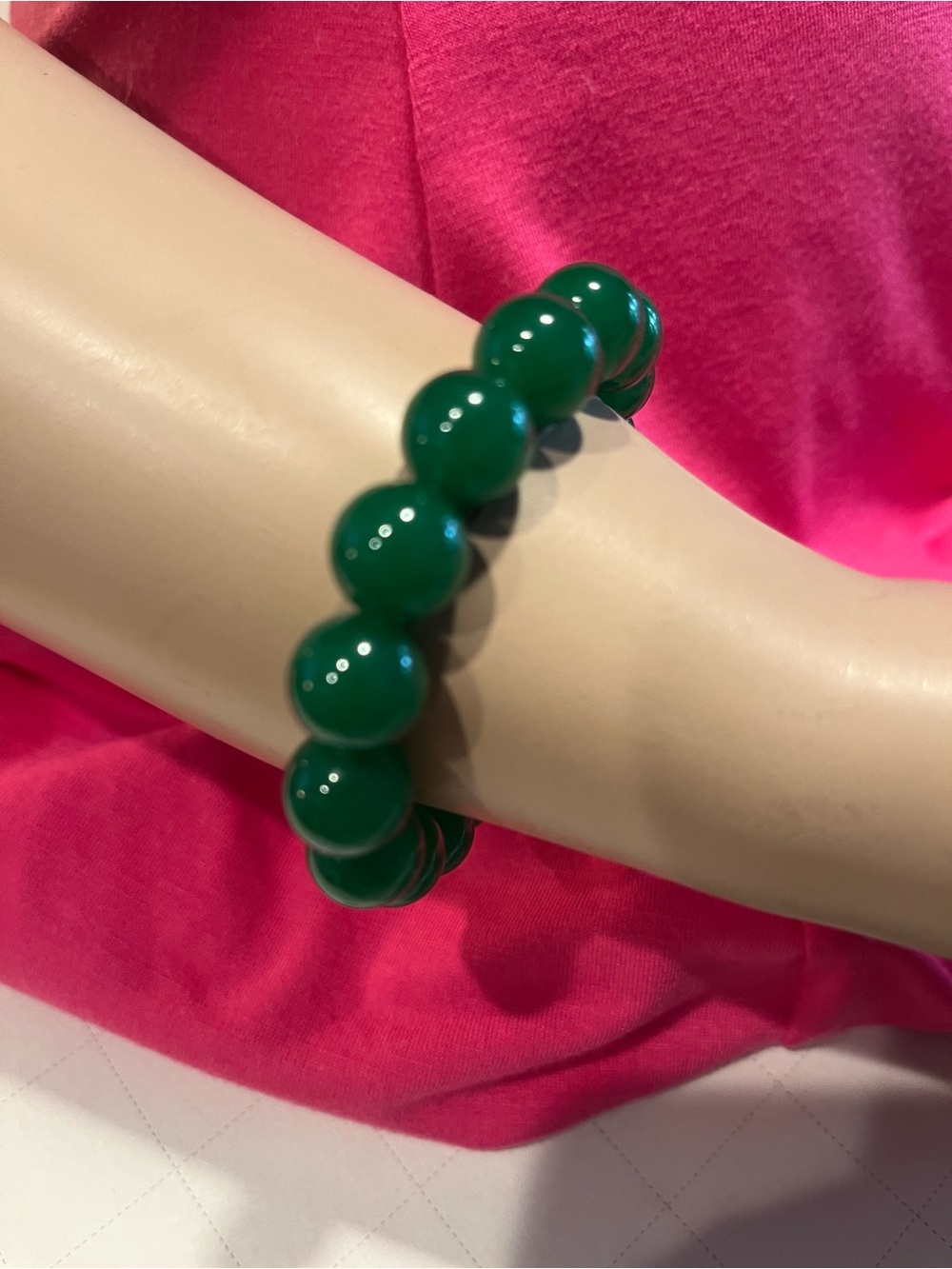 Jade Green Beaded Stretch Bracelet - Women Jewelry